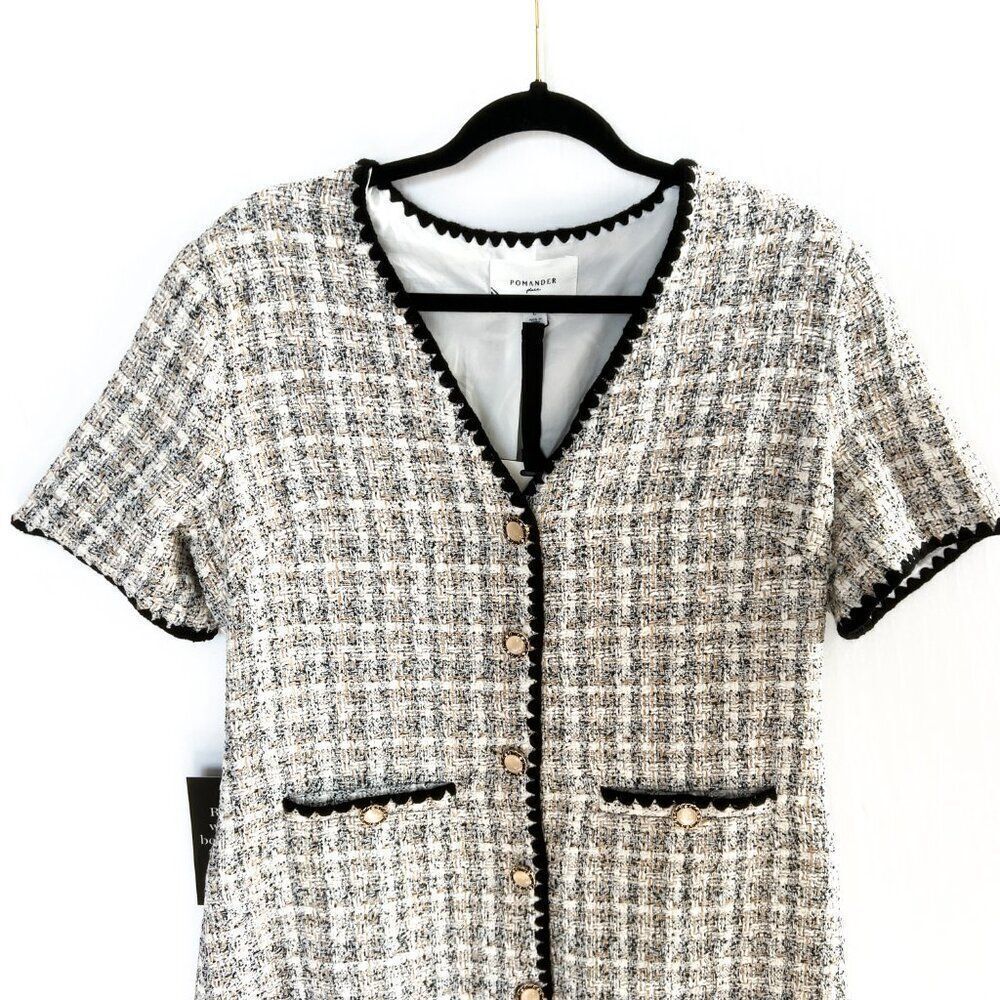 NWT Tuckernuck Pomander Place White Black Tweed Josephine Dress Large - Picture 7 of 15